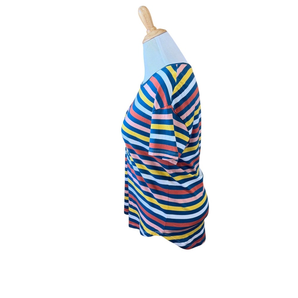 For The Republic Womens Large Striped Short Sleeve Y2K T-Shirt Cotton - Picture 3 of 8